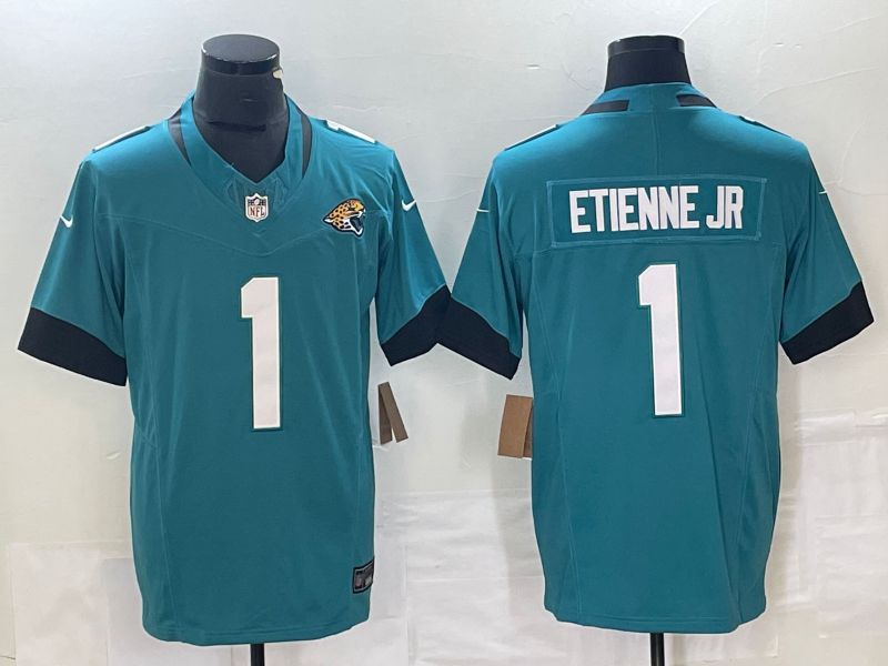 Men Jacksonville Jaguars #1 Travis Etienne Nike Green Vapor F.U.S.E. Limited NFL Jersey